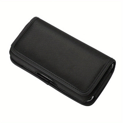 Nylon Phone Belt Clip Holster Pouch with Card Slot & Carabiner Hook - Horizontal Universal Cell Phone Carrying Case for iPhone 16 15 14 13 12 11 Pro Max, Samsung Galaxy S25 S24 S23 S22 Ultra A55 A35 A15 Note 20 & More