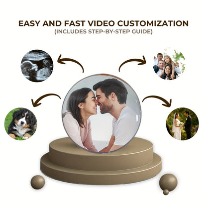 Crystal Ball Video Player Gift 2.7 Inch LED Light-Up Digital Sphere - Upload Your Own Videos & Photos, Personalized Keepsake for Anniversary Birthday Wedding Valentine Christmas, 3 Colors