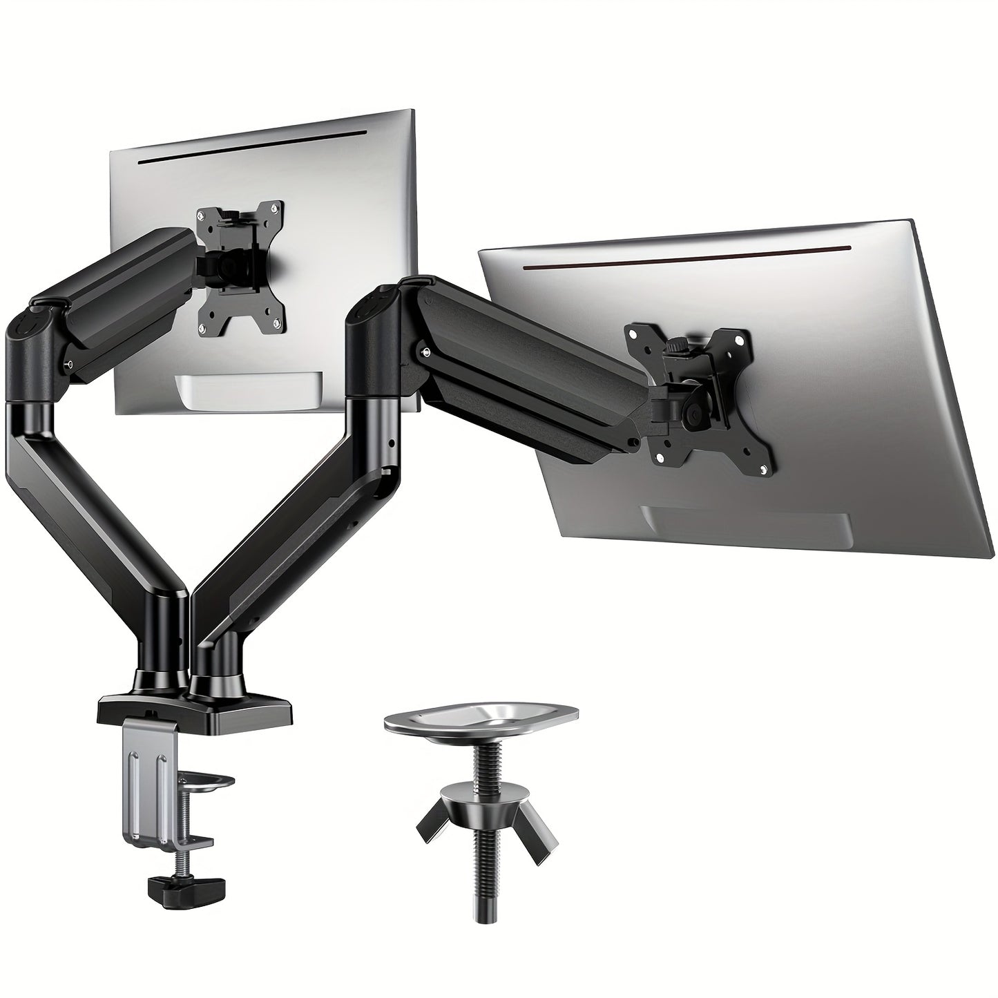 Dual Monitor Stand for 32 Inch Screens, Full Motion Dual Monitor Arm with 180° Swivel Tilt 360° Rotation, VESA 75/100mm, Max 22 lbs Each Arm, Adjustable Height for Home Office Desk Setup