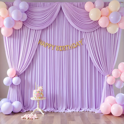 Photography Backdrop 4-Pack 5x10ft Polyester Spandex Background Cloth | Wrinkle-Resistant, Soft & Smooth with Pole Pockets | Wedding, Birthday, Banquet, Party & Event Decoration Curtains