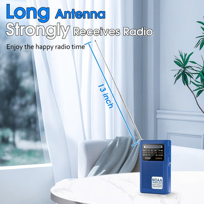 NOAA Weather Radio AM FM Battery Operated – 2 AA Transistor Radio Best Reception, Stereo Earphone Jack, USB Charging, Portable Emergency Radio for Hurricane, Winter Storm, Running, Walking & Home