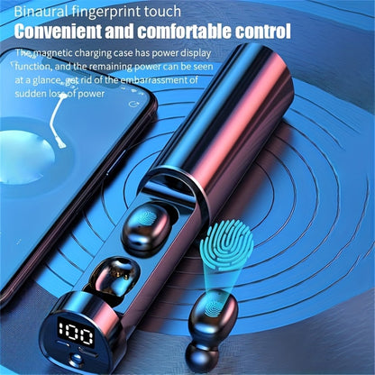 Wireless Earbuds with Built-In Torchlight Hi-Fi Sound Touch Control Mic Sound Isolation USB Rechargeable Case for Gaming Outdoor Sports Running All Smartphones