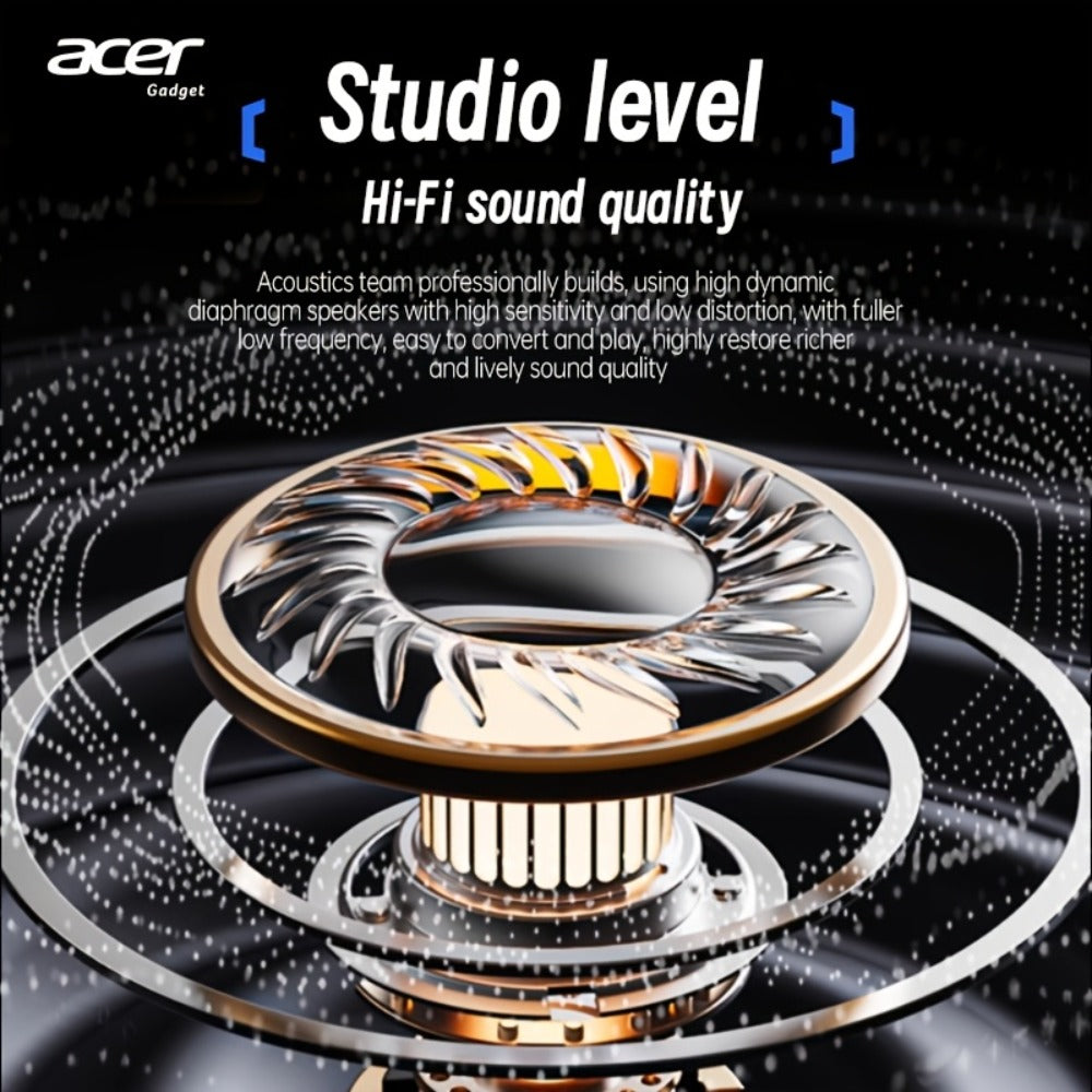 Acer TWS Wireless Earbuds Hook Design Low Latency Gaming 2025 New – HiFi Deep Bass Noise Reduction Ultra-Long Battery Touch Control Lightweight for Sports Running Daily Use