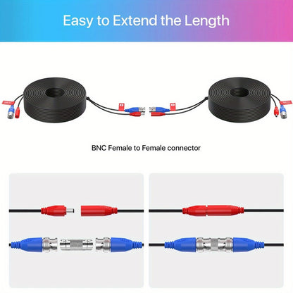 CCTV BNC Cable 4-Pack 100ft 30M, ZOSI Video Power 2-in-1 Security Camera Cable with BNC Connector and DC Plug, 100% Pure Copper, Plug and Play for DVR Security Surveillance System, Black