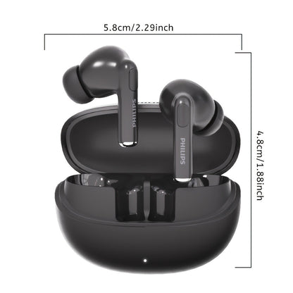 Philips Bluetooth 6.0 Semi-Open Back Wireless Earbuds, Ultra-Long Battery Life Noise Cancelling Rechargeable Lithium, Comfortable Sleek Design for Sports Gaming Universal Phone Compatible iPhone Android