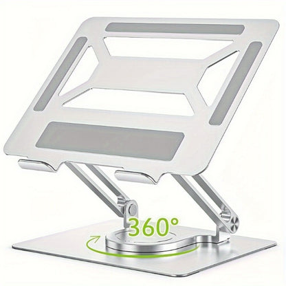 Adjustable Laptop Stand with 360-Degree Rotating Base, Ergonomic Foldable Laptop Holder for MacBook Pro Air and Laptops Up to 17 Inches, Home Office Desk Riser