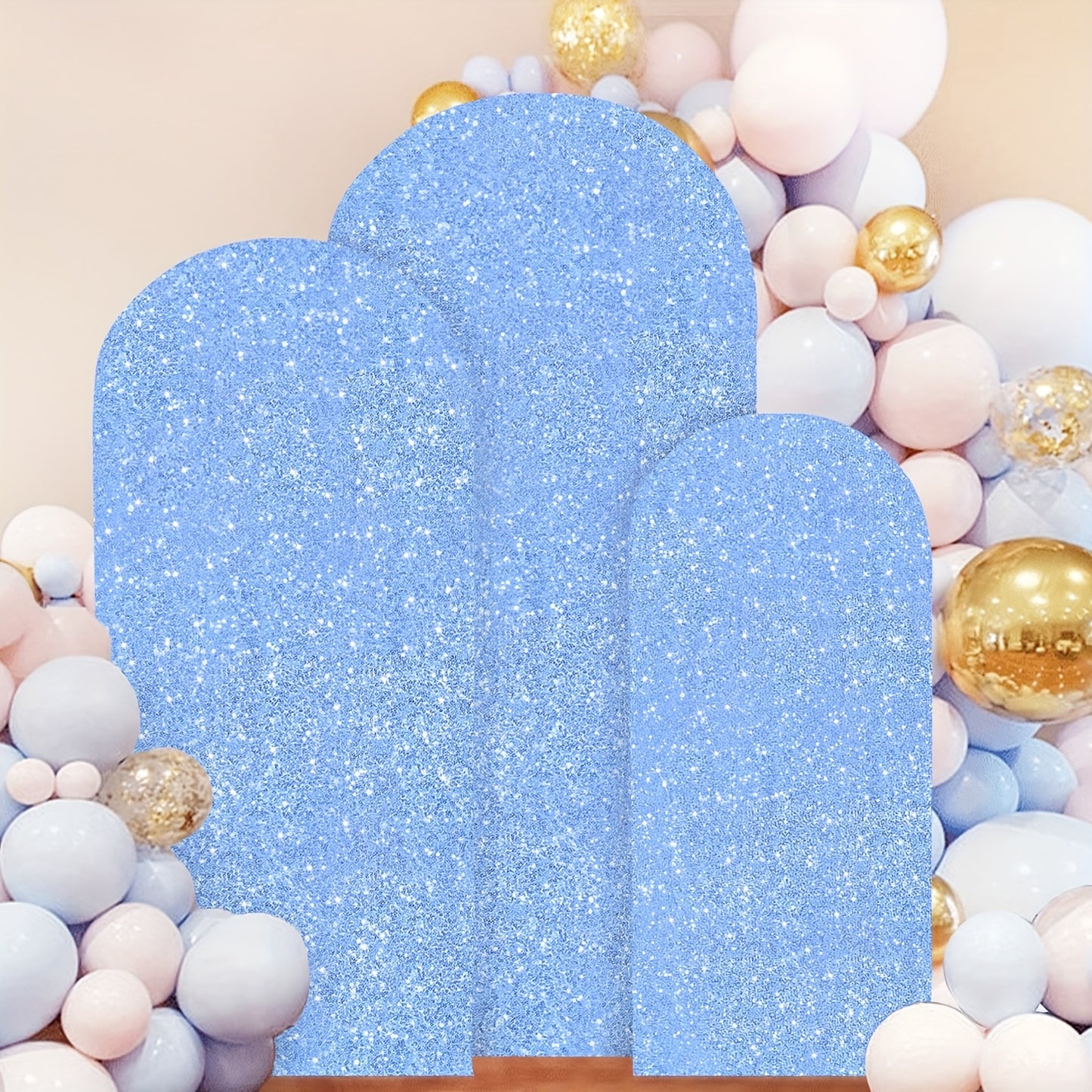 Sequin Wedding Arch Cover Set 3pcs – 6ft 6.6ft 7.2ft Metallic Spandex Payette Glitter Arch Backdrop Cover for Wedding Ceremony, Birthday Party, Bridal Shower & Event Decoration | Fits Most Arch Stands