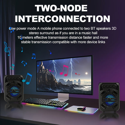 LED Light Portable Wireless Bluetooth Speaker Extra Bass Stereo Sound 10 Hours Playtime Compact Speaker for Shower Outdoor Beach Home Party Compatible with Smartphones Tablets Gifts for Men Women
