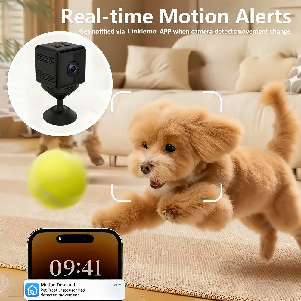 2K Mini Magnetic Security Camera, Continuous Video Recording, Night Vision, 2.4G WiFi, USB & Battery Dual Power, SD Card & Cloud Storage – Compact Nanny Cam for Baby Pet Home Surveillance