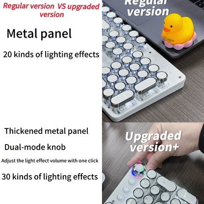 Hot-Swappable Mechanical Keyboard and Mouse Combo 34 Lighting Effects True Mechanical Blue Switches Retro Style USB Wired Aesthetic Gaming Set for Desktop Laptop Windows Mac Gift for Boyfriend Girlfriend