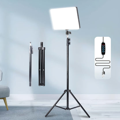 ZOMEI 10in LED Square Light Kit with 43.3in Tripod Stand & Phone Holder - Dimmable 3000K-6000K Studio Photography Lighting for Video Recording, YouTube, TikTok & Game Streaming