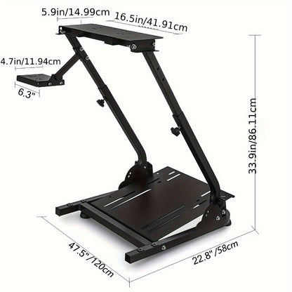 Racing Wheel Stand Height Adjustable 22"-30" Steel Driving Simulator Cockpit – Compatible with Logitech G25 G27 G29 G920, Thrustmaster T300RS TX T500RS & All Fanatec Wheels, Includes Gear Shifter Mount