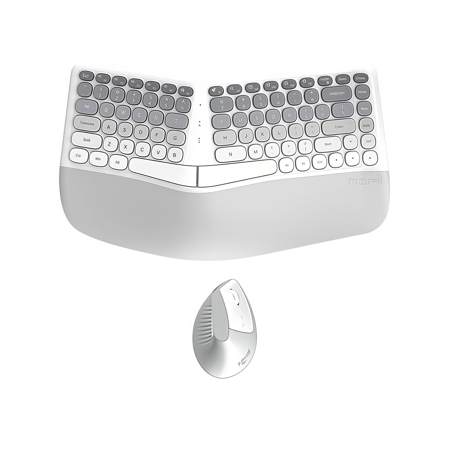 Ergonomic Wireless Keyboard and Mouse Combo with Wrist Support Anti-RSI Silent Keys 2.4GHz Plug-and-Play Gray Gradient Design for Office Home Remote Work Typing Comfort (KLZO)