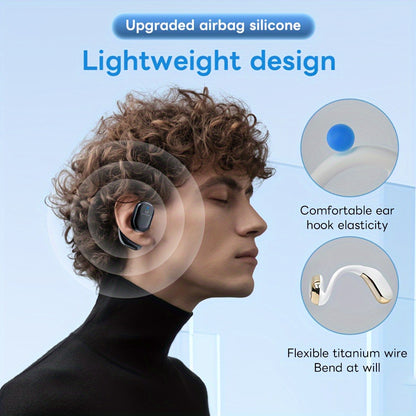 Gionee 90° Suspension Sport Earhook Wireless Earphones, Digital Display Charging Case Noise Cancelling HD Sound, Secure Fit Headphones for Gaming Movies Music Car iPhone Android
