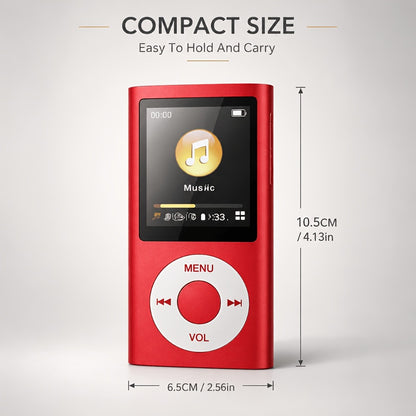 Aluminum Alloy MP3 Player 64GB with Earphone & Charging Cable, Slim 1.8 Inch LCD Portable Music Player, 200mAh Rechargeable Battery, Supports MP3 WMA FLAC APE, TF Micro SD Card Up to 64GB (Card Not Included)
