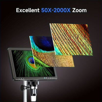 10.1 Inch Digital Microscope 2000X Magnification, 20MP IPS Screen Coin & Soldering Microscope with 10.4-Inch Extended Stand, USB PC Compatible, Electronic Inspection Microscope – Holiday Gift for Men