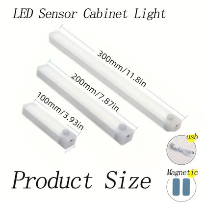 Under Cabinet Lights Motion Sensor 12 Pack USB Rechargeable Wireless Magnetic LED Night Light - 3 Modes Dimmable for Kitchen Wardrobe Closet Stairs Bedroom Bathroom Indoor - 10cm 20cm 30cm