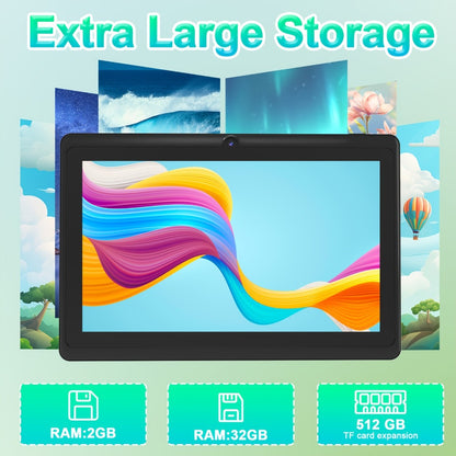 PEICHENG Android 14 Tablet 7 Inch for Reading & Learning – A133 Quad-Core, 4GB RAM, 32GB ROM, HD IPS Screen, 3000mAh Battery, Dual Camera, 2.4G WiFi, USB-C, Lightweight Portable Tablet for Kids & Seniors