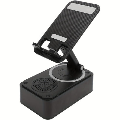 Bluetooth Speaker Phone Holder 5-in-1, 360° Adjustable Tablet Stand with HD Surround Sound, USB Rechargeable Portable Speaker Dock for Smartphones Tablets Home Office Desk