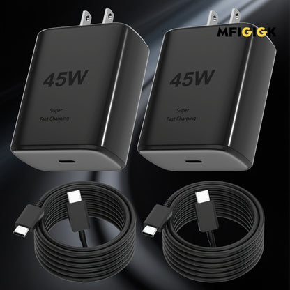 45W Super Fast Charging Block 2-Pack – USB-C Type-C Wall Charger for Samsung Galaxy S23 S22 S21 S20 Ultra Note 20 10 & iPhone 16 15 Pro Pro Max Plus, Compact Power Adapter Duo