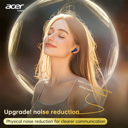ANC Wireless Earbuds Acer Official TWS In-Ear Active Noise Cancellation Spatial Audio Low Latency Gaming Mode HD Calls Long Battery Life Sports Driving Earphones Navy Blue White