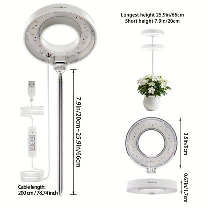 Full Spectrum LED Grow Lights for Indoor Plants – 3-Pack with Auto Timer 3/6/9H, 4 Dimmable Levels & Adjustable Height | Desk Lamp for Seedlings, Herbs, Succulents & Houseplants