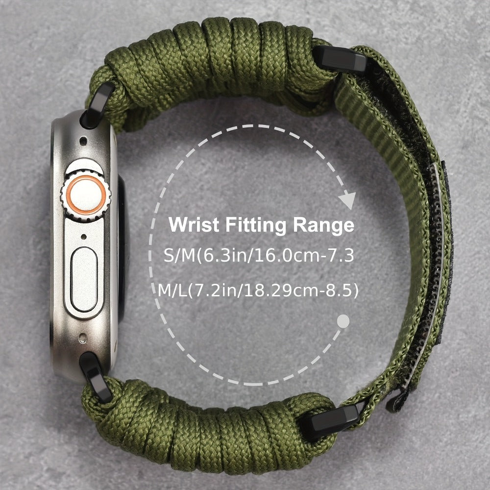 Rugged Nylon Sport Loop Apple Watch Band for Men – Woven Adjustable Strap Compatible with Apple Watch Ultra 3 2 1 Series 11 10 9 8 7 6 5 4 SE 49mm 46mm 45mm 44mm 42mm S M L XL Army Green Black Orange