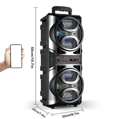 RGB Dual Speaker Portable Bluetooth Stereo Sound System with Subwoofer, Ambient Lighting, Two Speaker Sizes, Deep Bass for Party, Camping, Home Entertainment