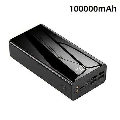 4-Port 100000mAh High Capacity Power Bank 30000mAh 50000mAh 80000mAh, Type-C Fast Charging LED Display Outdoor Emergency Backup Battery Pack for iPhone Android Samsung Tablets – Black Red Available