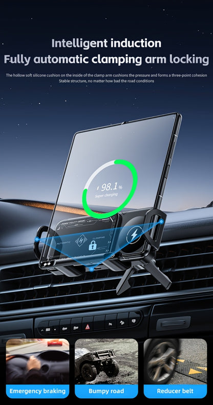 Folding Phone Dual Coil Wireless Car Charger 15W Auto-Clamping 90° Rotation – Car Mount for Samsung Galaxy Z Fold 6 5 4 3, Z Flip 5 4, iPhone 16 15 14 13 12 & Google Pixel 8 7 | Air Vent & Console Stand