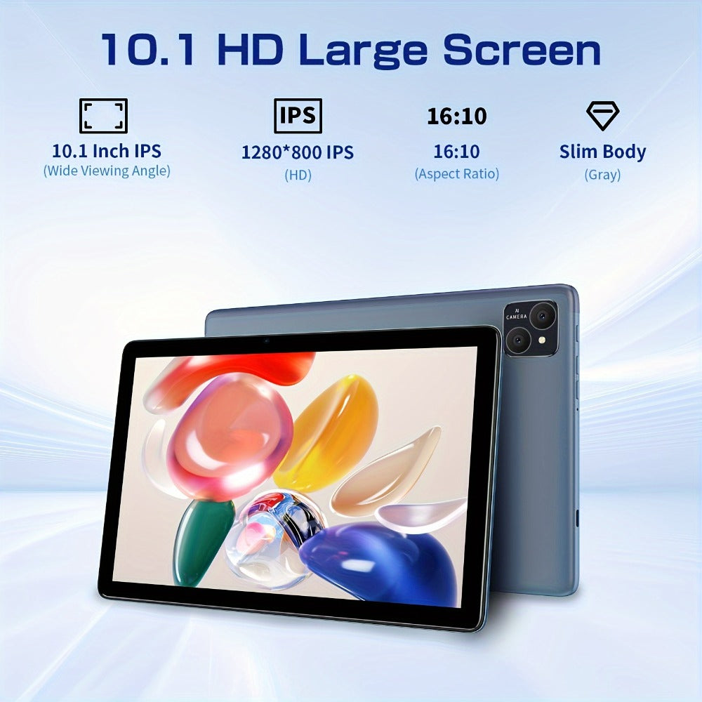 VASOUN 10.1 Inch Android 14 Tablet with Case | 12GB RAM 128GB ROM, 8000mAh Battery, Octa-Core T606, SIM Card Slots, Dual Camera, IPS HD Display, Wi-Fi, Phone Tablet PC for Home Travel Work