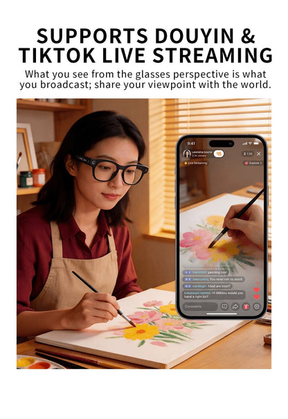 AI Smart Glasses 8MP HD Camera - Real-Time Translation, Bluetooth Call & Music, AI Object Recognition, Touch Control, Wearable Video Recording Glasses for Men Women Travel Outdoor 2026