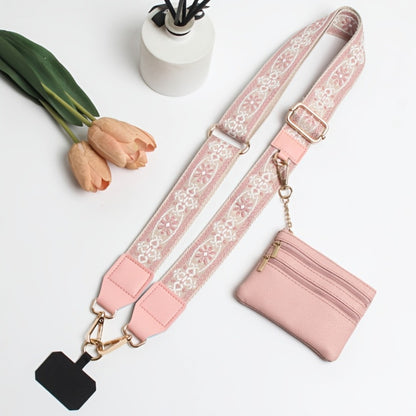 Crossbody Phone Strap Wallet Pouch with Beaded Charm Detachable Wrist Lanyard Card Holder Hands-Free Shoulder Strap for Women Girls iPhone Samsung – Green Purple Brown Pink 5 Colors