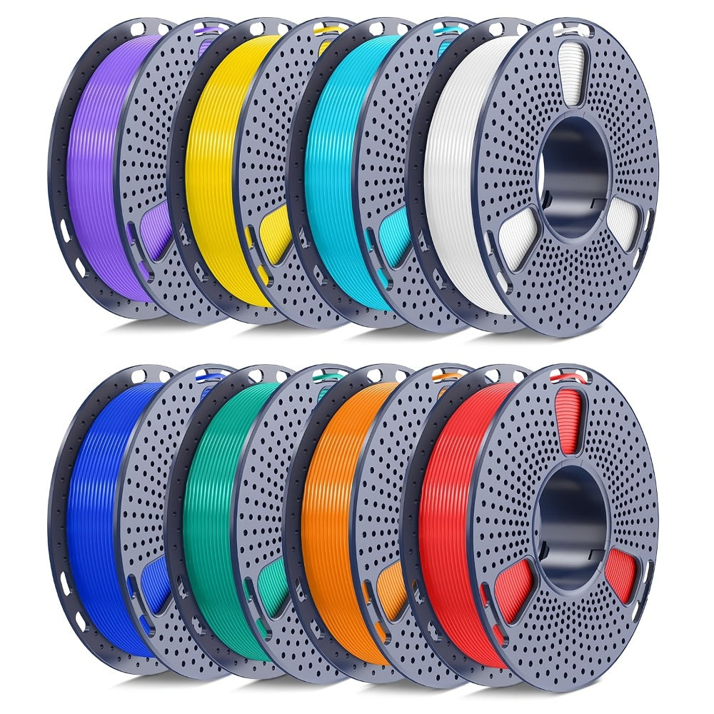 8-Color 3D Printer Filament Bundle 1.75mm 2kg PLA PETG High Speed Options – SUNLU 8×250g Individually Vacuum Packed Neatly Wound Complete Color Set for FDM Printers