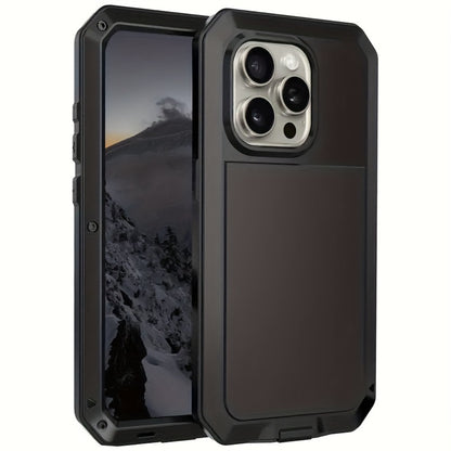 Heavy Duty iPhone Case Metal Frame Built-in Glass Screen Protector Dustproof Shockproof Full Body for iPhone 16 Pro 16 Plus 16 15 Pro Max 15 Pro 15 Plus 14 Pro 13 Pro Max 13 12 11 – Military Grade