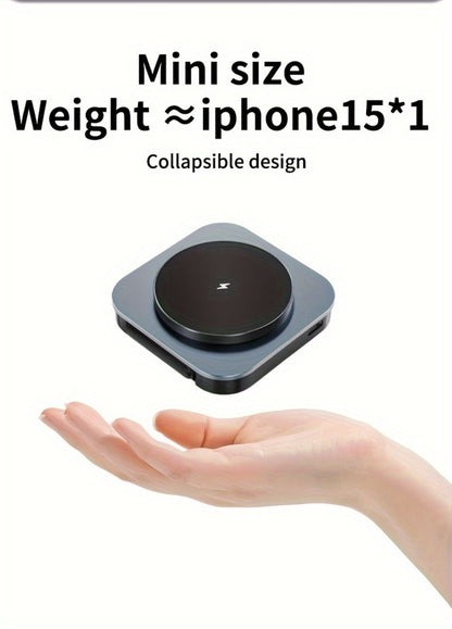 Foldable Travel 3-in-1 Wireless Charging Station 15W – Fast Charge for iPhone 17 16 15 14 13 12 Pro Max Plus, Apple Watch Ultra Series 9 8 7 6 5 4 3 2 1 SE & AirPods 4 3 2 Pro | Portable Black Charger