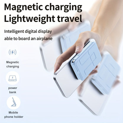Magnetic Power Bank 10000mAh USB-C Fast Charging – Built-in Cable, Charges 5 Devices & Laptops Simultaneously, Foldable Stand, Portable External Battery for Travel Work Daily Use