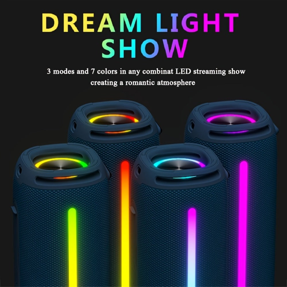 50W Portable Bluetooth Party Speaker with LED Lights, Deep Bass Wireless Speaker, FM Radio, USB Flash Drive & TF Card Playback, Loud Outdoor Speaker for Party, Camping, Home, Backyard & Events