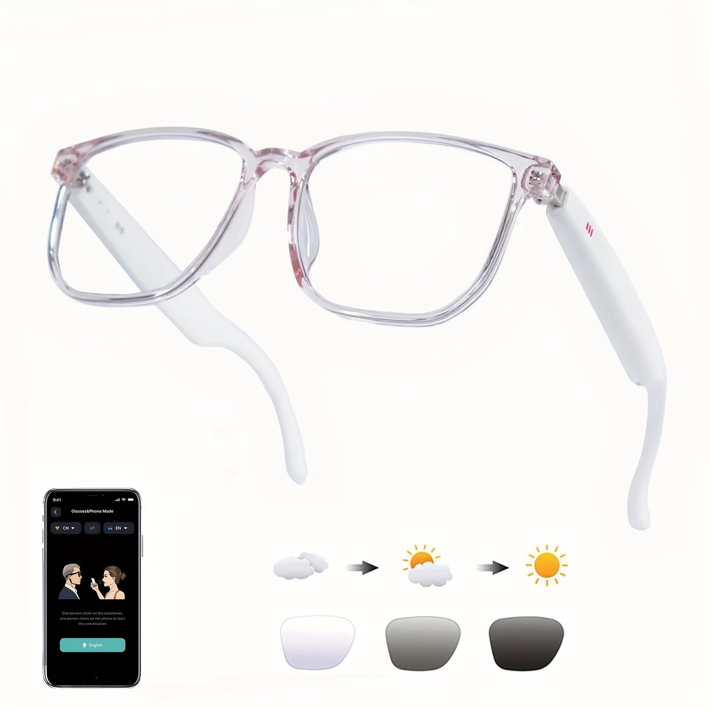 AI Smart Glasses with Real-Time Translation for 160+ Languages, ChatGPT Voice Assistant, HD Calls & Hi-Fi Music – Open-Ear Audio Glasses for Men & Women