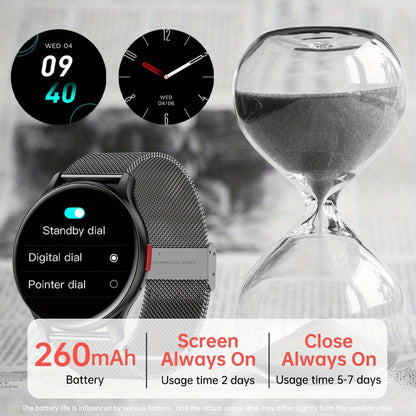 AMOLED Smartwatch for Men SENBONO 1.43" HD Bluetooth Calling, 100+ Sport Modes, DIY Custom Watch Face, Heart Rate Sleep Blood Oxygen Tracker, Long Battery, Black Mesh Steel Band – iOS Android Smart Watch