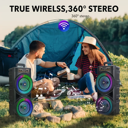 Dual 8.5" Subwoofer Party Speaker 6000W with RGB Lights | Portable Wireless Bluetooth 5.0, TWS Stereo Pairing, FM Radio, Built-in Mic, USB Rechargeable – Outdoor & Indoor Party Boombox