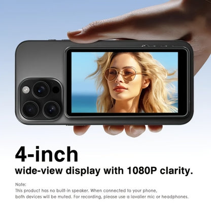 Magnetic Selfie Monitor Screen for Vlogging & Live Streaming – Rear-Facing Main Camera Display for iPhone & Android, High-Resolution Selfie Screen for TikTok, YouTube & Instagram Content Creation