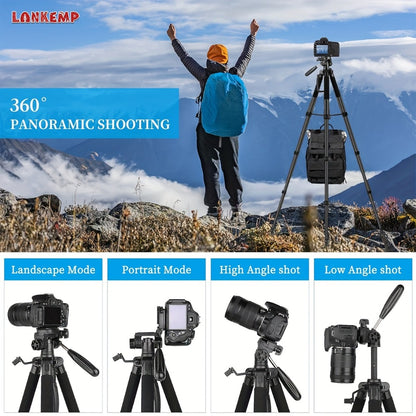 ALEiMON 74-Inch Tripod with Dual Quick Release Plate – Heavy-Duty Aluminum Alloy Camera Stand with Phone Clip & Carry Bag for DSLR, Mirrorless, Projector, Spotting Scope & Webcam