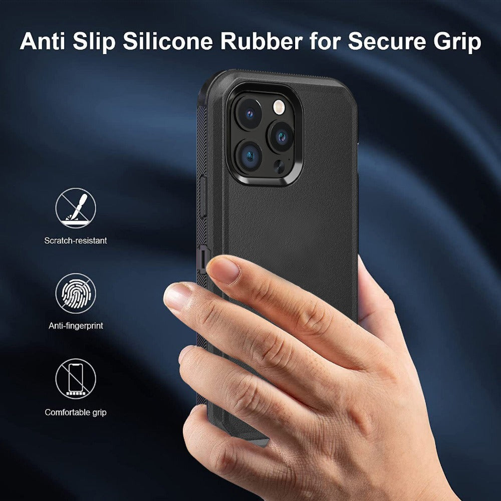 Shockproof Armor iPhone 14 Case Heavy Duty TPU PC Dual Layer Drop Protection Rugged Cover for iPhone 14 Pro Max 14 Plus 14 Pro 14 Wireless Charging Compatible – 3 Colors Black Orange Blue