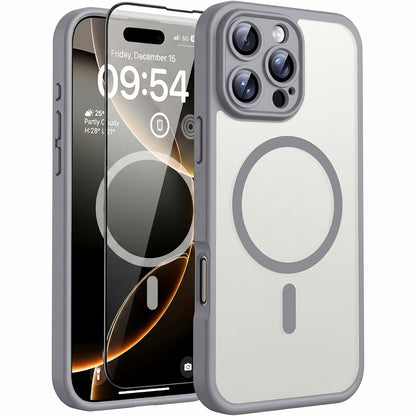 MagSafe iPhone Case Magnetic Matte Translucent Drop-Resistant Full Camera Protection Slim Frosted Cover for iPhone 16 Pro Max 16 Pro 16 Plus 16 15 Pro Max 15 Pro 15 Plus 15 14 Pro Max 14 Pro 14 13 12 – Black Grey Blue