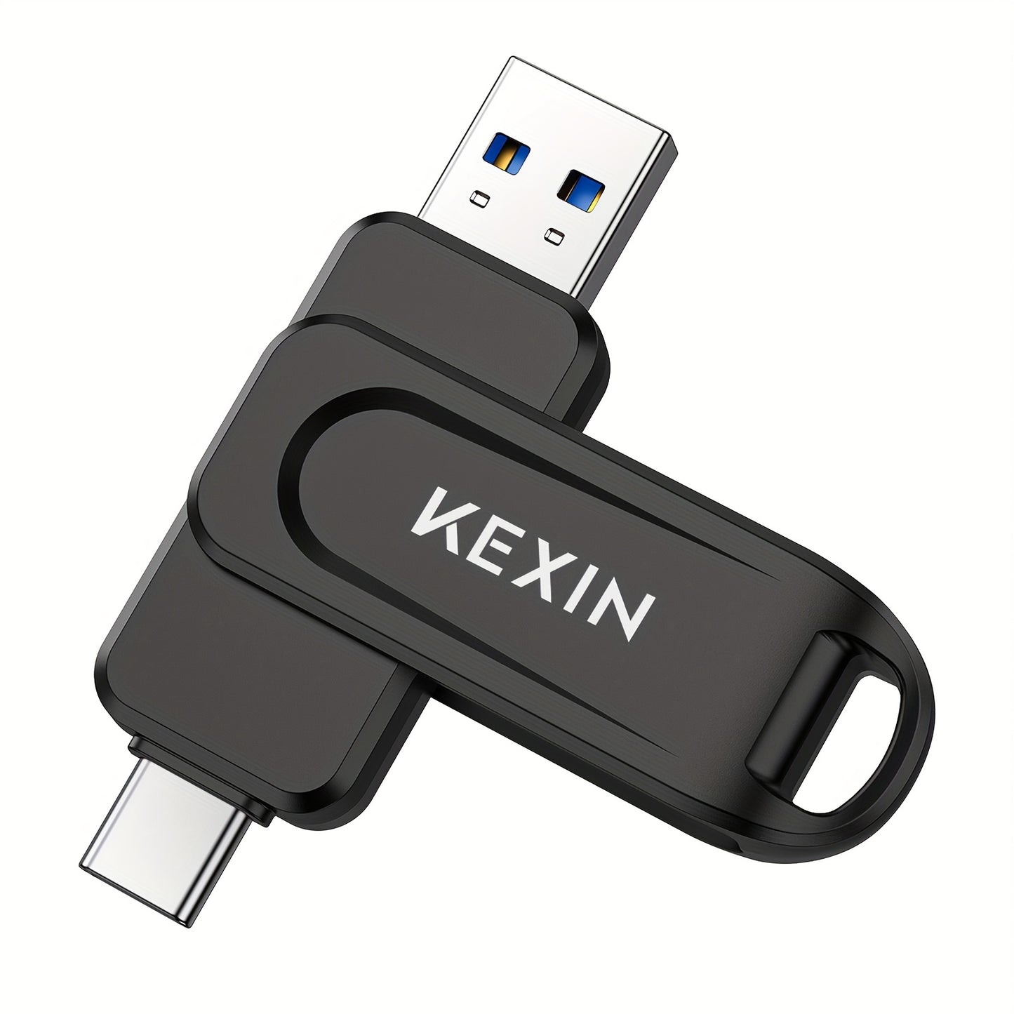 2-in-1 USB-C & USB-A Flash Drive 32GB 64GB 128GB, KEXIN Rotating Thumb Drive Type-C Memory Stick Compatible with iPhone 15 16, Android Smartphone, Tablet, Smart TV, Car Audio, Laptop & PC – 5 Colors