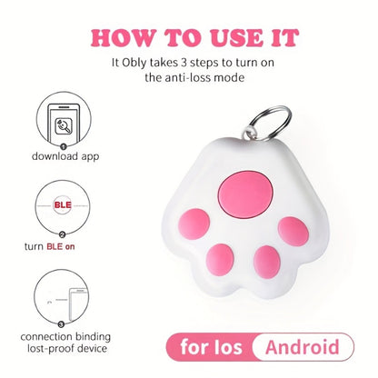 Dog Paw Smart Tracker Anti-Lost Positioning with Recording & Shutter Control – Cute Pet Accessory for Dogs & Cats, 2/4/6 Colors Available, Lightweight Clip-On Design