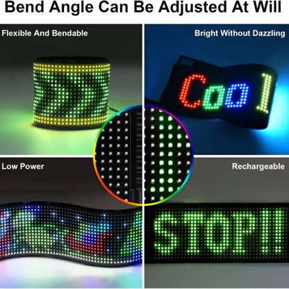Programmable RGB LED Pixel Display Panel App Controlled – Music Sync DIY Text Animations Flexible Ultra-Thin Screen for Game Room Home Theater Car Dashboard Store Window Decor – 16x32 16x96 20x64