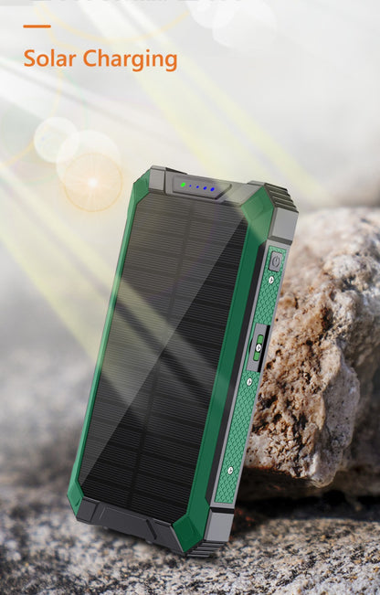 42800mAh Solar Power Bank Wireless Charging with 4 Built-In Cables – 6 Output Ports 15W Fast Charge Dual LED Flashlight Portable Battery Pack for iPhone Samsung Android Camping Travel Emergency