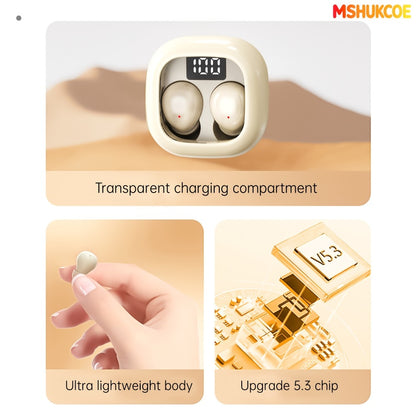 MSHUKCOE Ultra Thin Sleep Earbuds Low Latency Sleep Game Mode, Dual Noise Reduction 6D Bass HiFi Invisible In-Ear Wireless Earphones Ultra Long Battery Life, Birthday Gift